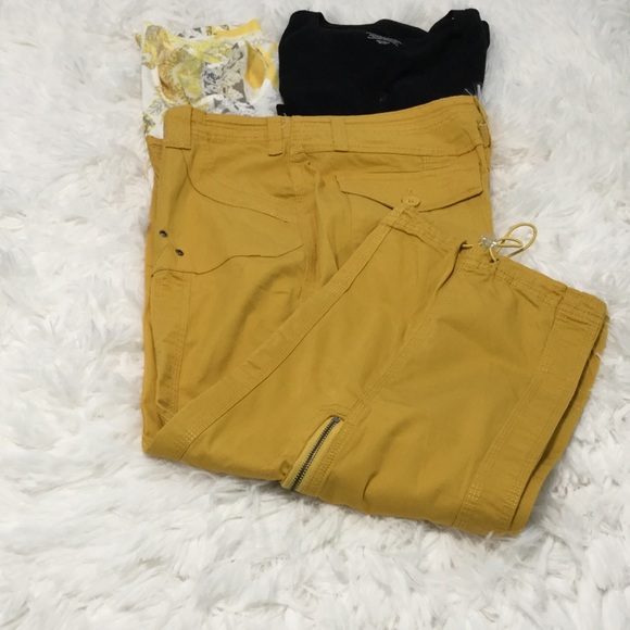 Style & Co - Women Yellow Cargo Capri Pants - Picture 7 of 8